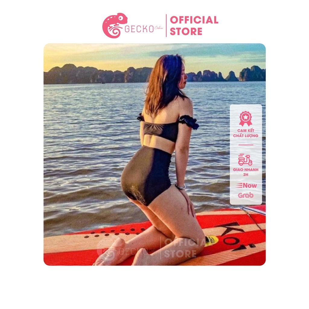 Bikini Đồ Bơi 2 Mảnh Tay Phồng Quần Cạp Cao Nhún Che Bụng GK0233 (Ảnh Thật)