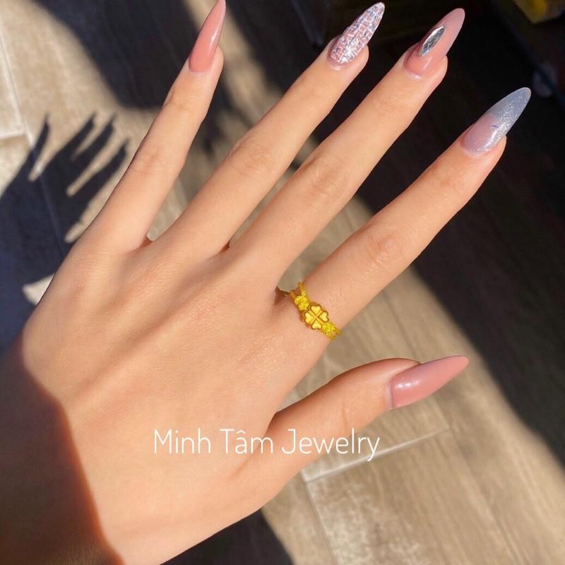 Charm cỏ bốn lá 24k,Cỏ 4 lá 24 karat mini Minh Tâm Jewelry