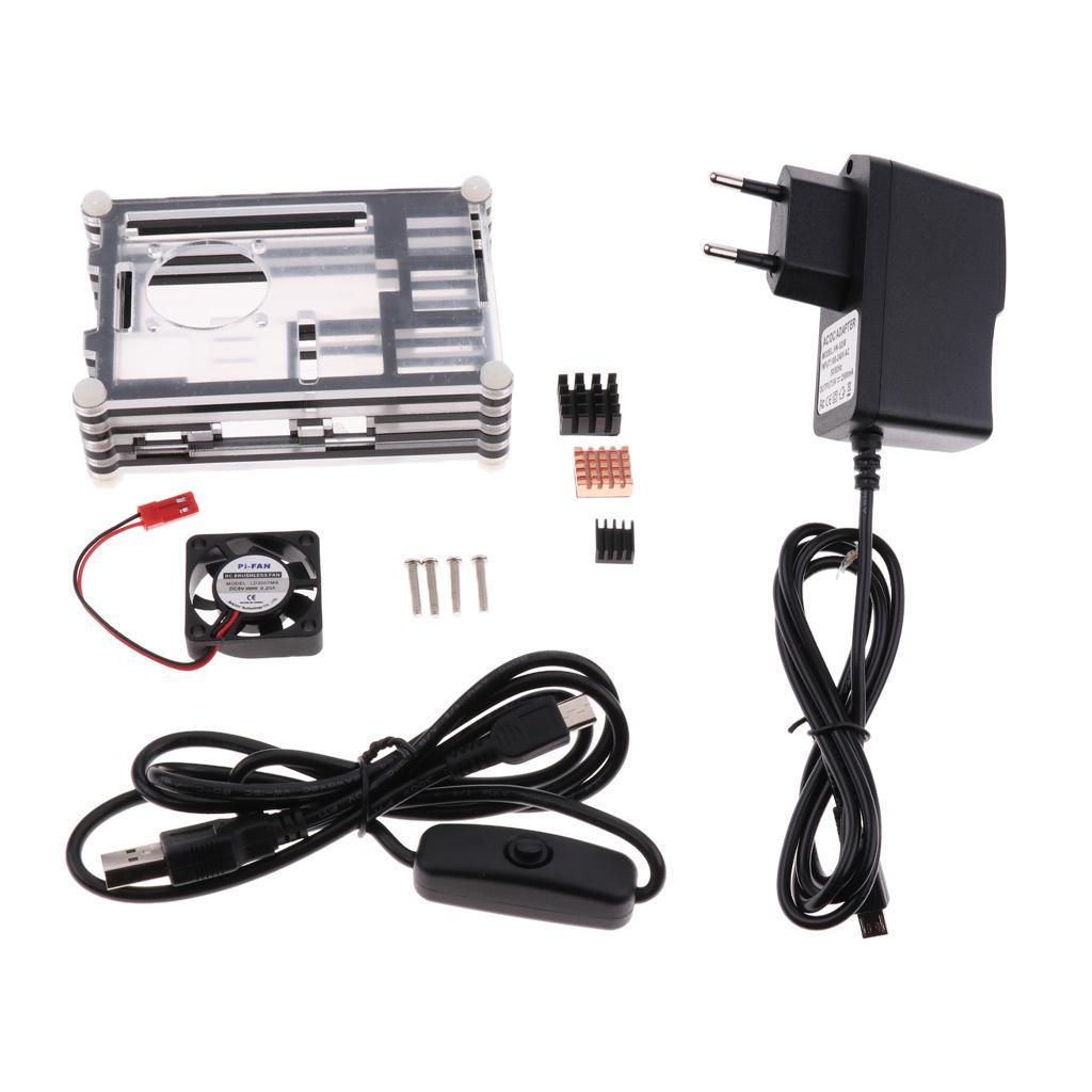 Clear Acrylic Case + Cooling Fan and Heatsinks for Raspberry Pi2 Pi3 Model B