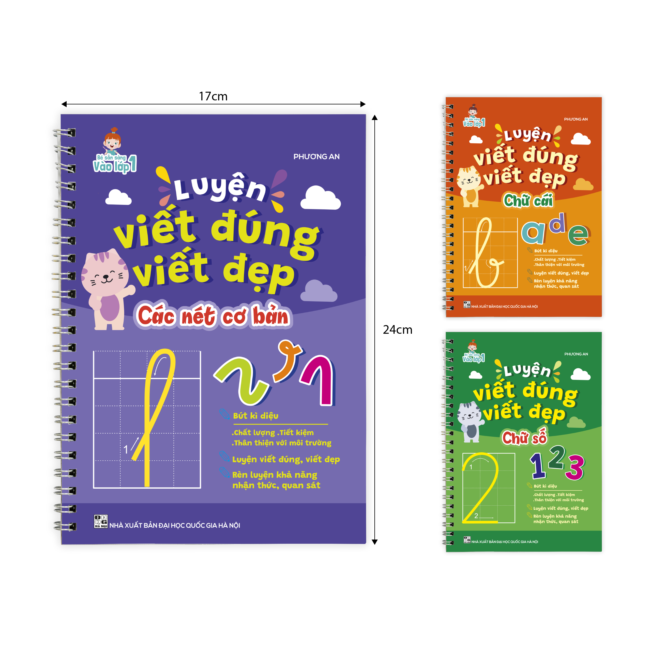 Bộ 3 cuốn vở Luyện viết đúng, viết đẹp (chữ cái, chữ số và các nét cơ bản) (tặng kèm Bút Ma Thuật)