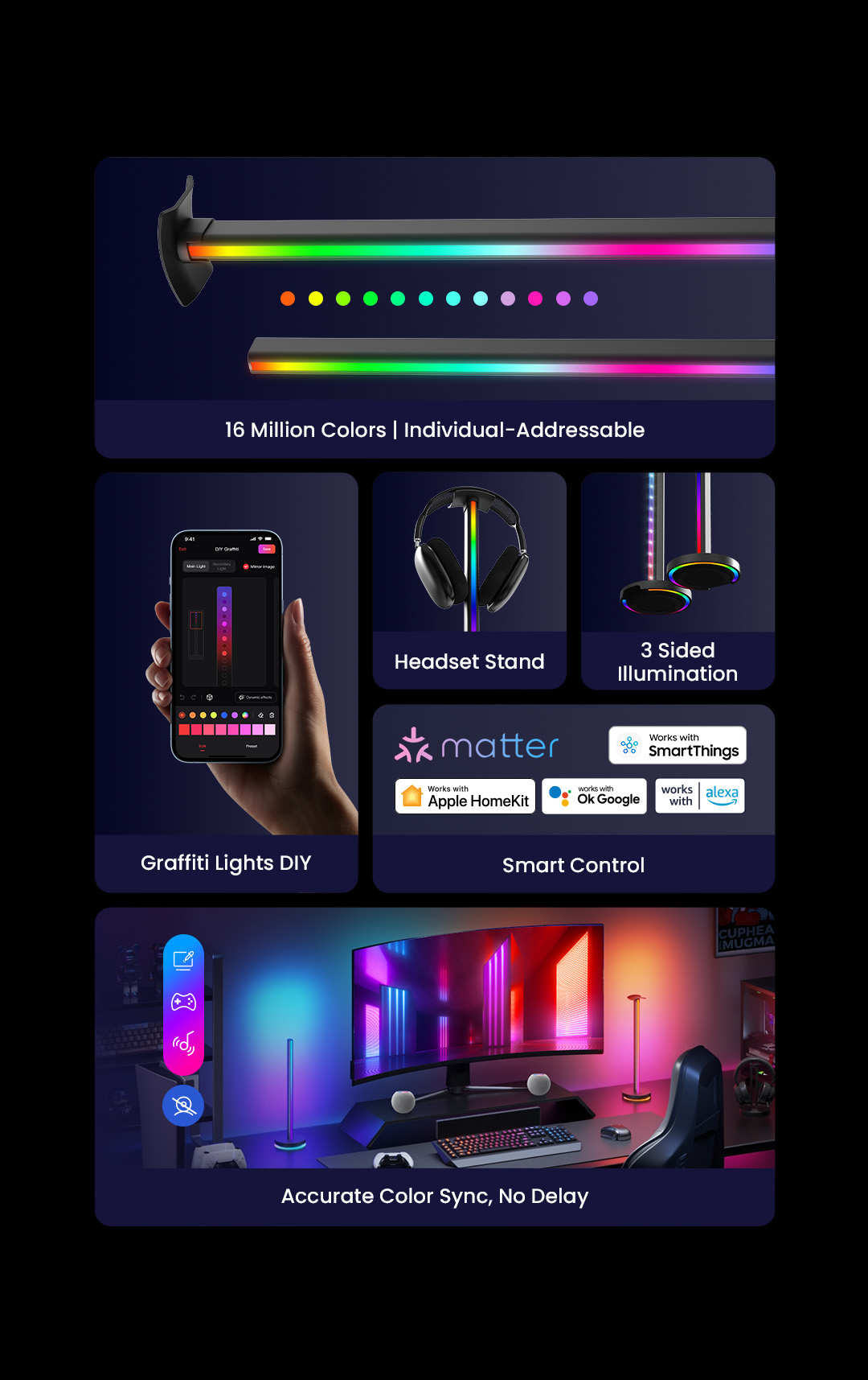 Hình ảnh Set 2 Đèn thanh RGB thông minh đa năng Yeelight Beam - Hỗ trợ Matter, Homekit - Game sync, Music sync