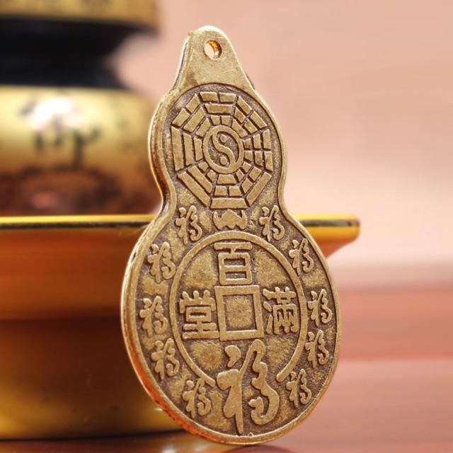 Đồng xu hồ lô bát quái phong thủy bằng đồng