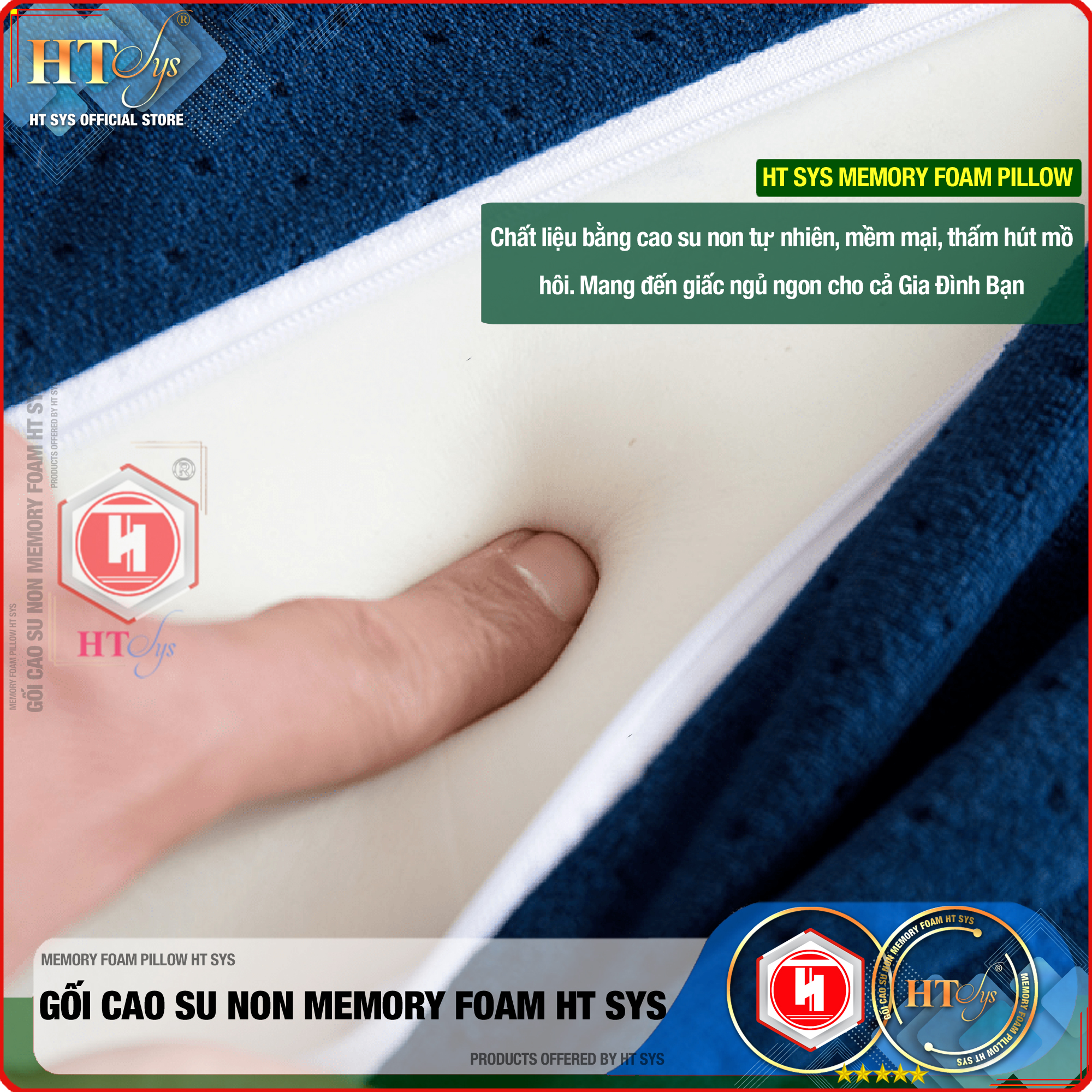 Gối cao su non Memory Foam Pillow công nghệ Nhật Bản - Giúp Ngủ Nhanh - Chống thoái hoá đốt sống cổ - HT SYS - [ Hàng Nhập Khẩu