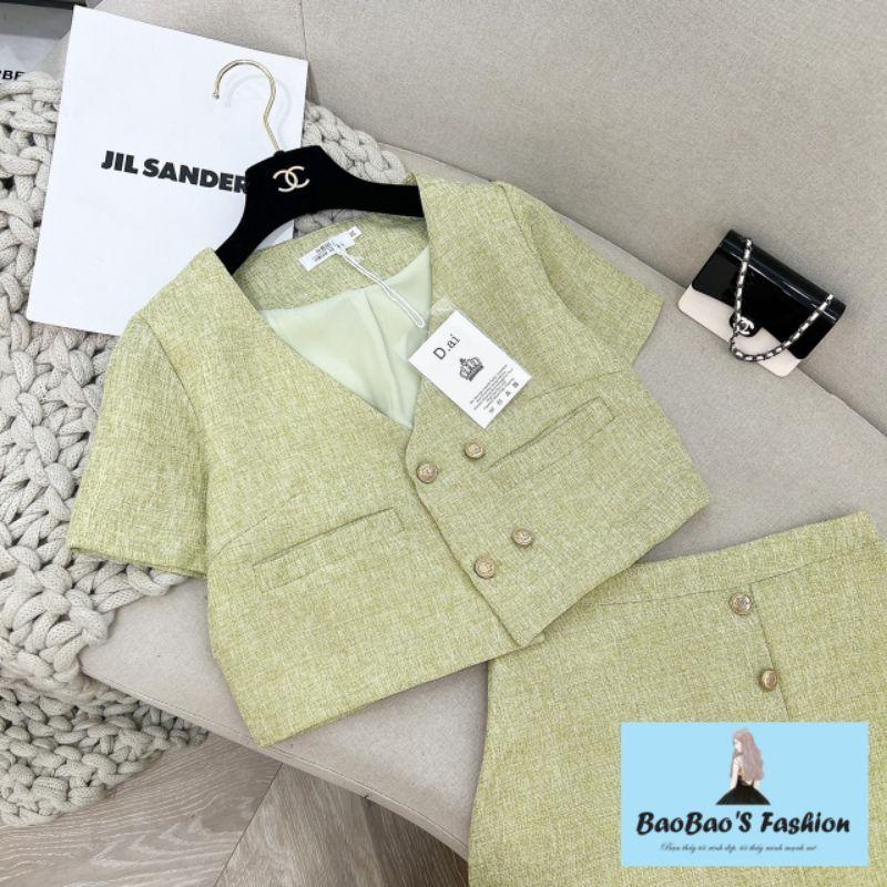 Set dạ cao cấp xanh lá thanh lịch