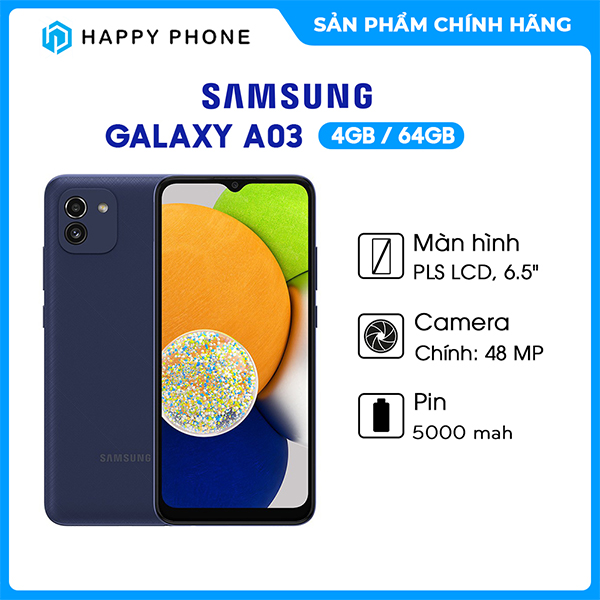 Điện thoại Samsung Galaxy A03 (4GB/64GB) - Hàng chính hãng - Đã kích hoạt bảo hành điện tử