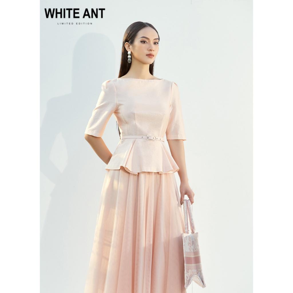 Áo Peplum Nữ WHITE ANT DORIS BOAT NECK SHIRT Thiết Kế Xếp Nếp Ở Eo, Chất Liệu Vải Tencel Mặt Sứ Mềm Mại 170300128