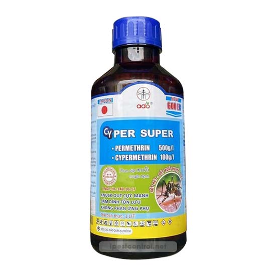 (Cực mạnh) Thuốc diệt muỗi Cyper super 600EC 1 lít diệt côn trùng, ruồi vàng, bọ xít muỗi... Hàng kết hợp 2 hoạt chất