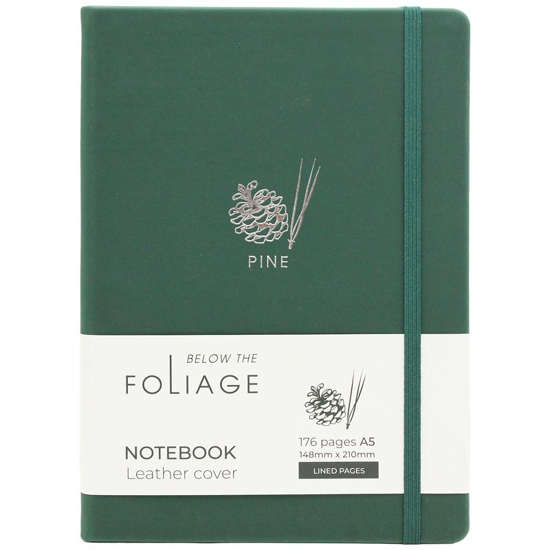 Sổ Bìa Da A5 - Kẻ Ngang 176 Trang 100gsm - Foliage Pine - The Sun - Màu Xanh Cổ Vịt