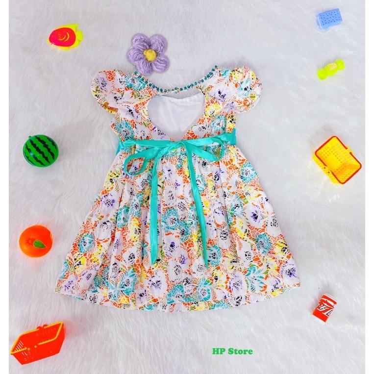 Đầm Bé Gái Size 7-24Kg, 5 Tháng Đến 6,5 Tuổi Công Chúa Hoa Phối Nơ Đính Ngọc, Đầm Dự Tiệc SUMI