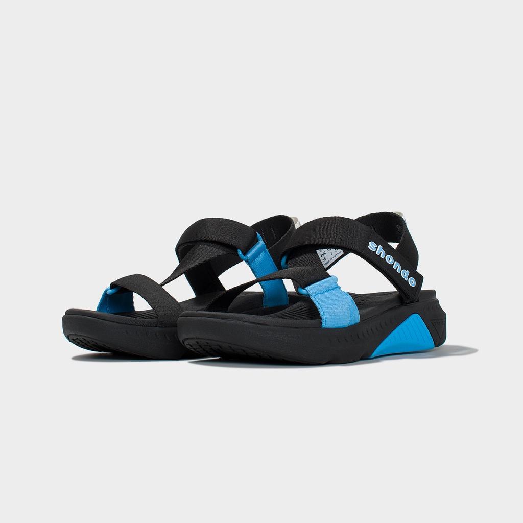 Giày Sandals Nam Nữ Shondo F7 Racing Đen Phối Xanh F7R1030