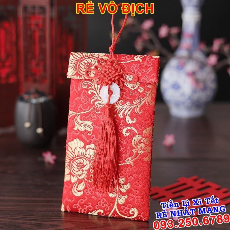 10 bao lì xì thổ cẩm - Bao Lì Xì Vải Gấm Nhiều Hoa Văn Cao cấp Ngày Tết,Cưới Hỏi, Nạp Tài. RỒNG DỌC NGỌC