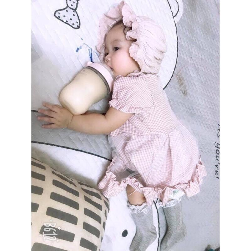 Mũ bèo tiểu thư chất cotton đũi cho bé sơ sinh