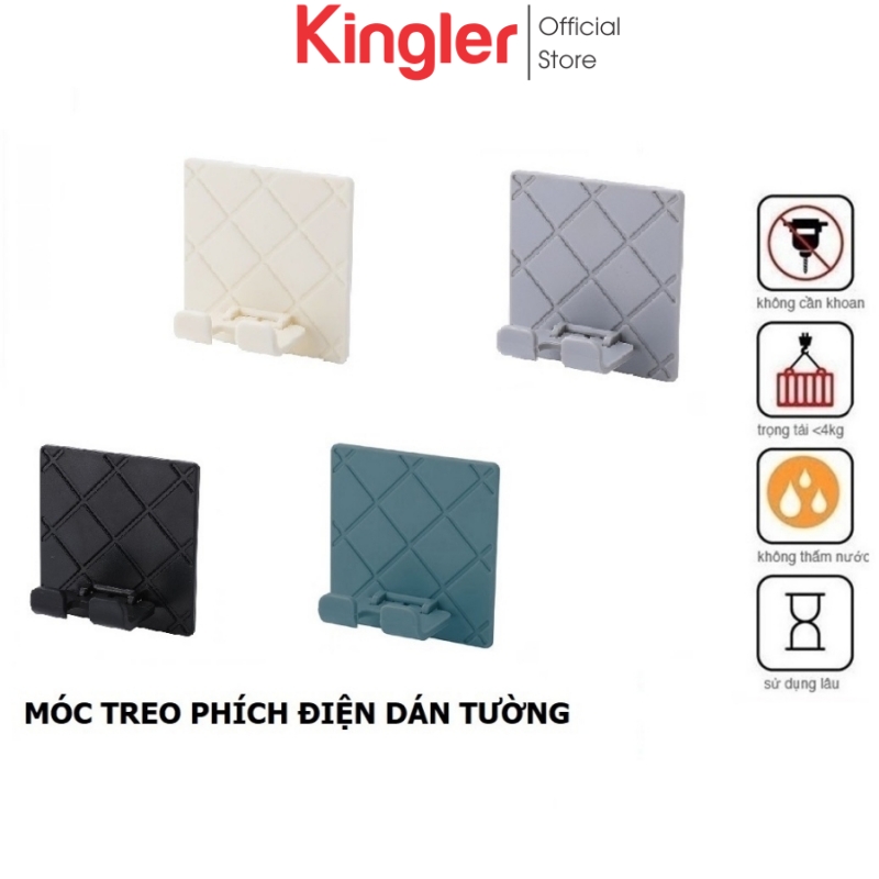 Móc Đa Năng Dán Tường Gài Phích Điện Và Treo Đồ, Tiện Dụng Cho Gia Đình, Kiểu Dáng Đẹp, Nhiều Màu Lựa Chọn. Kingler 2236