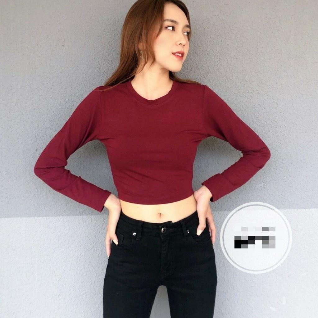 ÁO CROPTOP NỮ DÀI TAY DÁNG BODY KIỂU DÁNG TRẺ TRUNG CHẤT MÁT HÀNG ĐẸP