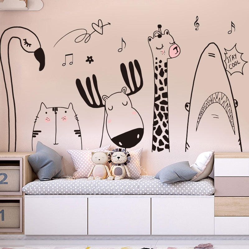 Decal dán tường vườn thú hoạt hình Trang trí phòng cho bé đẹp