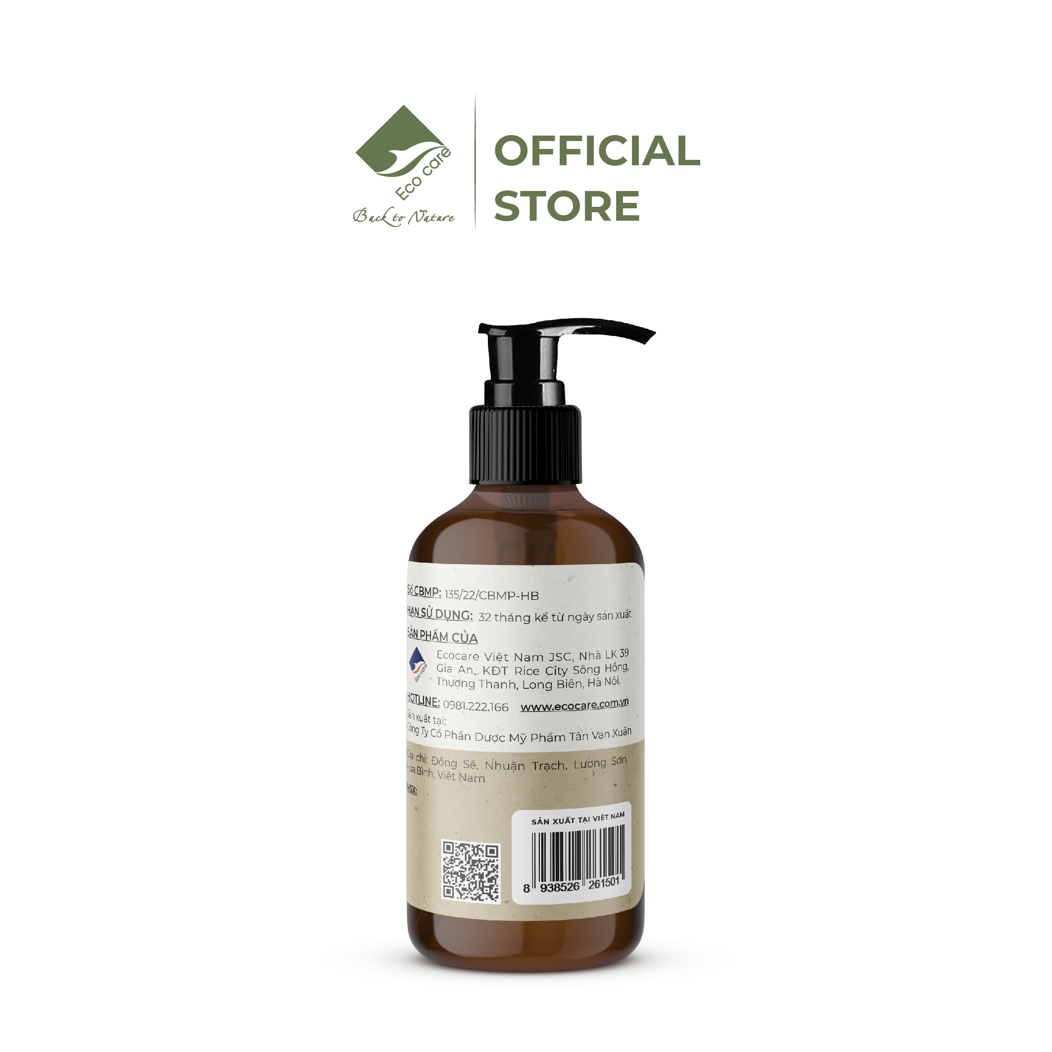 Dầu gội thảo dược ECOCARE 300ml đạt chuẩn CGMP, dầu gội xả thảo mộc giúp sạch gàu, giảm rụng tóc