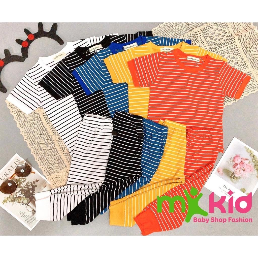 Bộ Tay Ngắn, Quần Dài THUN LẠNH MINKY MOM Sọc Kẻ Ngang Dễ Thương Cho Bé Trai bé Gái