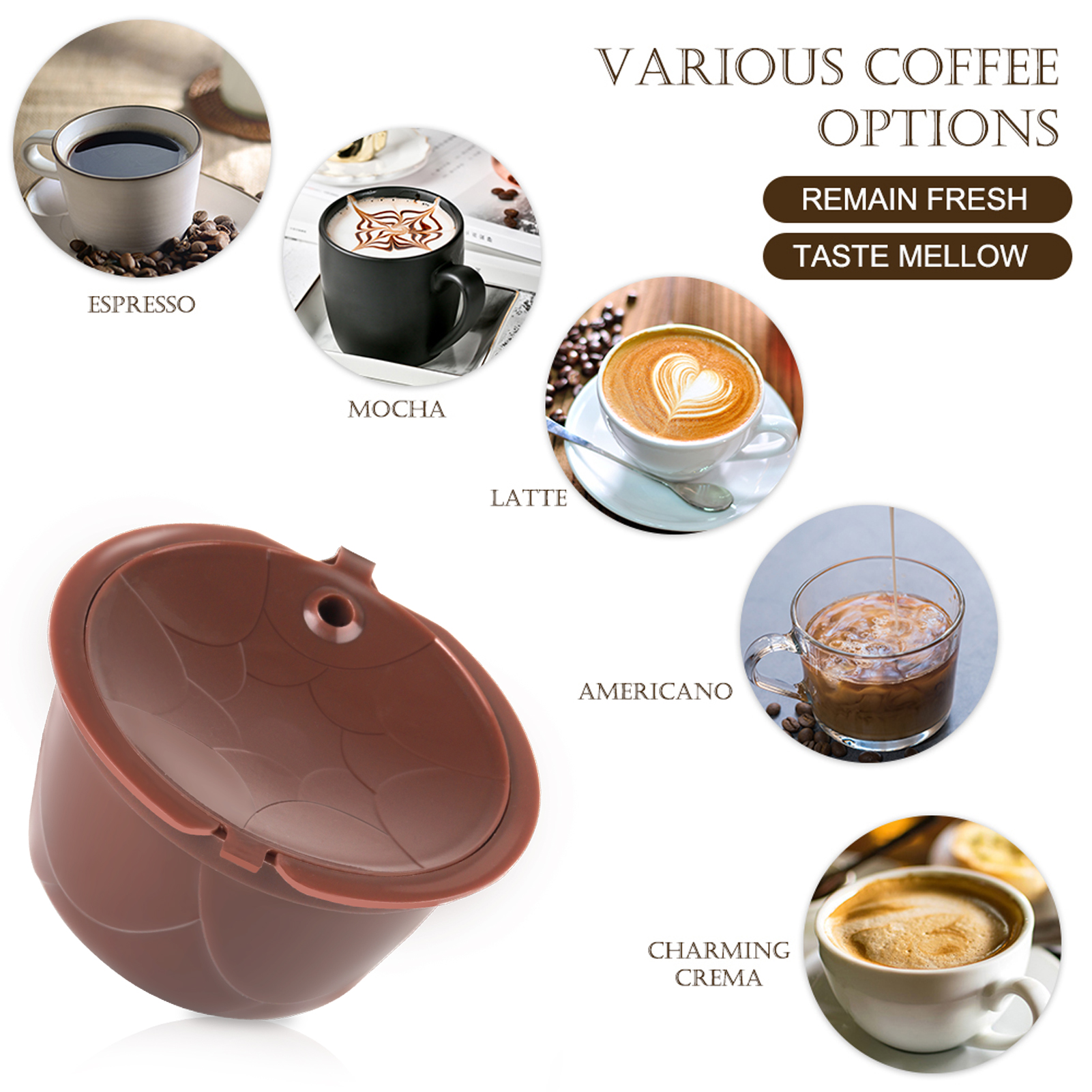Bộ lọc cà phê có thể nạp lại của Dolce Gusto với bàn chải - 3 cái