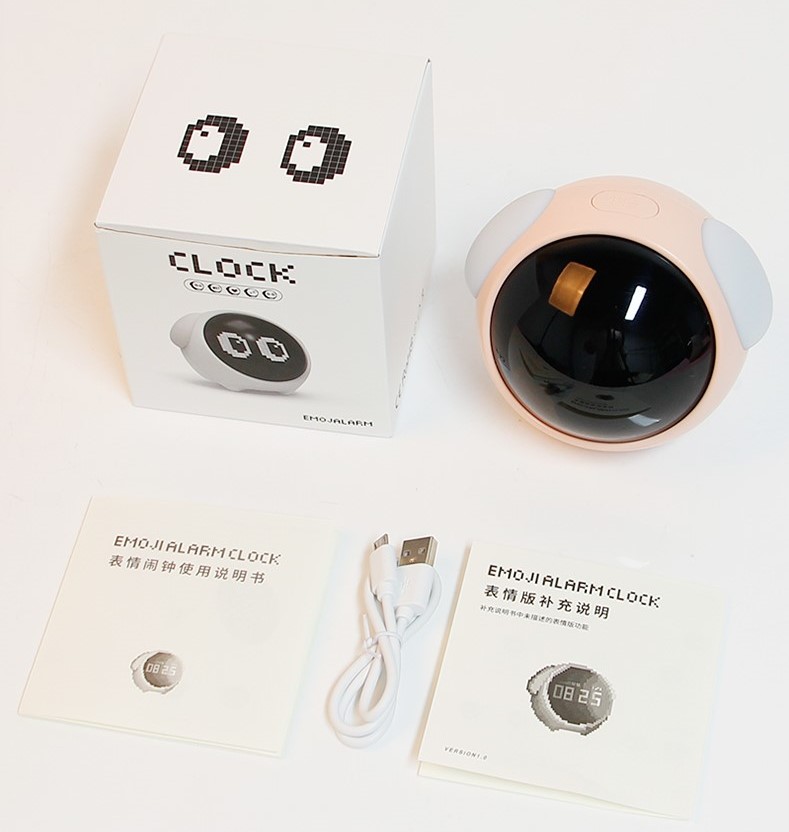 Đồng hồ báo thức thông minh với biểu tượng cảm xúc, tích hợp đèn ngủ, báo nhiệt độ, điều khiển bằng âm thanh, pin sạc 1500mAh