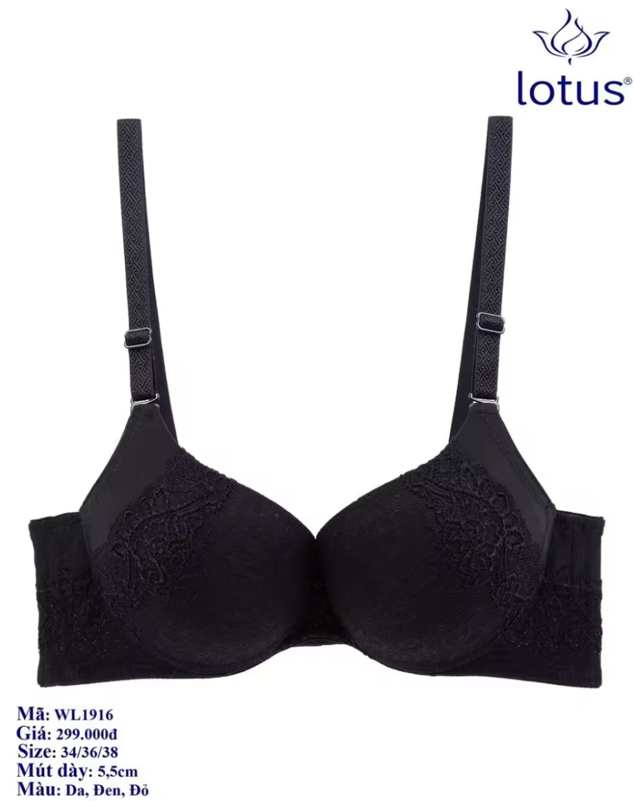 Áo Lót WL1916 Mút Dày 5cm Ren Hoa Đẩy Nâng Ngực Form Đẹp