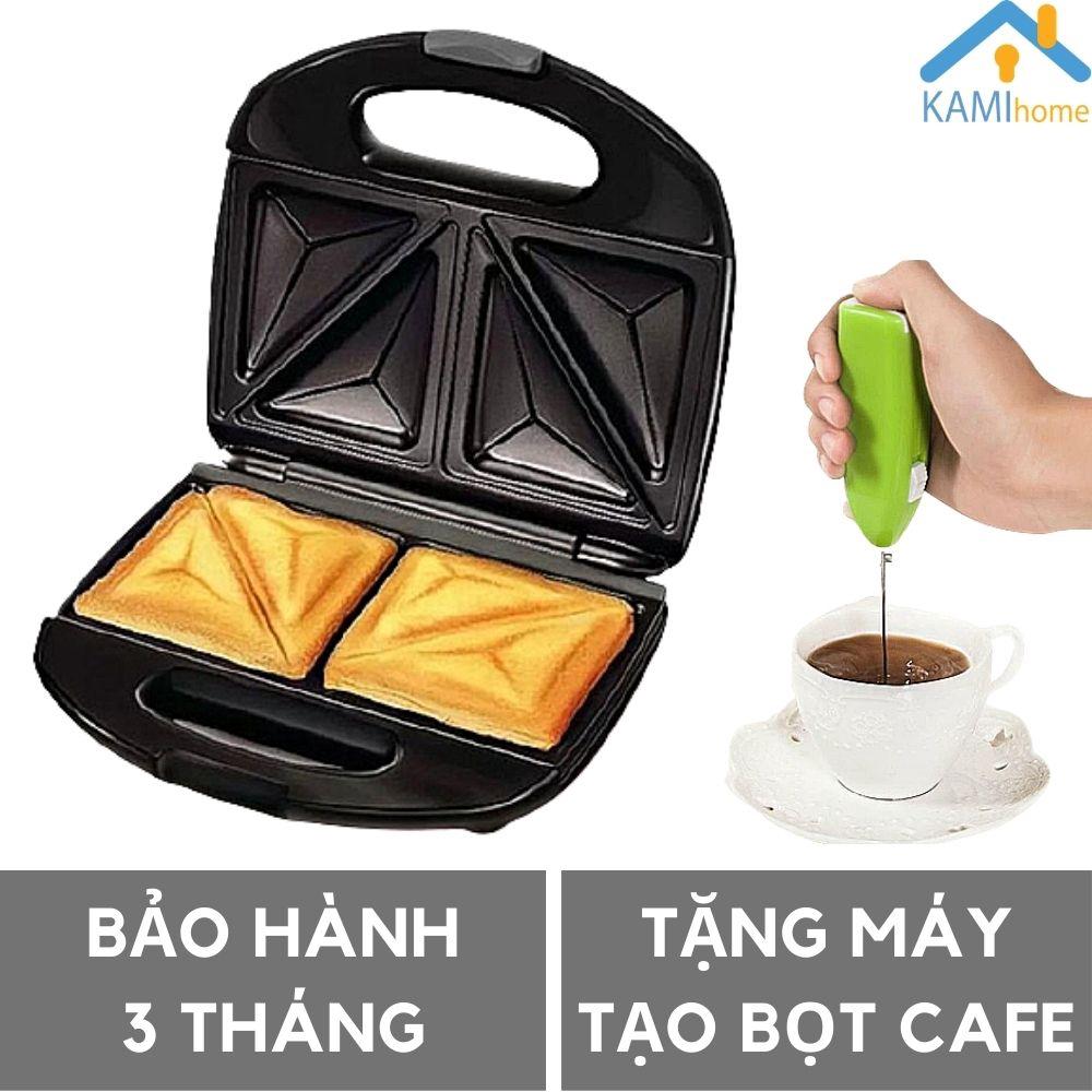 Máy nướng bánh mì sandwich mini ️Tặng Máy đánh trứng và tạo bọt cà phê️ hình Chữ Nhật 2 khuôn mã 15009