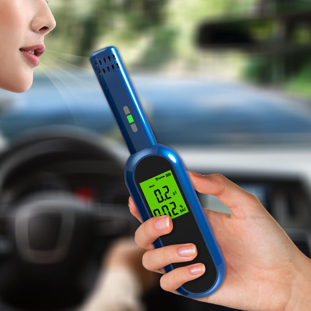 Rechargeable Breath Alcohol Tester LCD Digital Breathalyzer Blowing Alcohol Tester Portable Hand-held Drunk Driving Detection Gauge