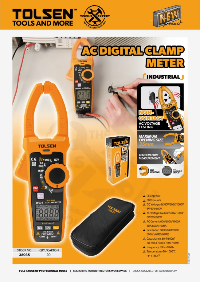 KỀM ĐO AMPE AC ĐIỆN TOLSEN 38035 - HÀNG CHÍNH HÃNG
