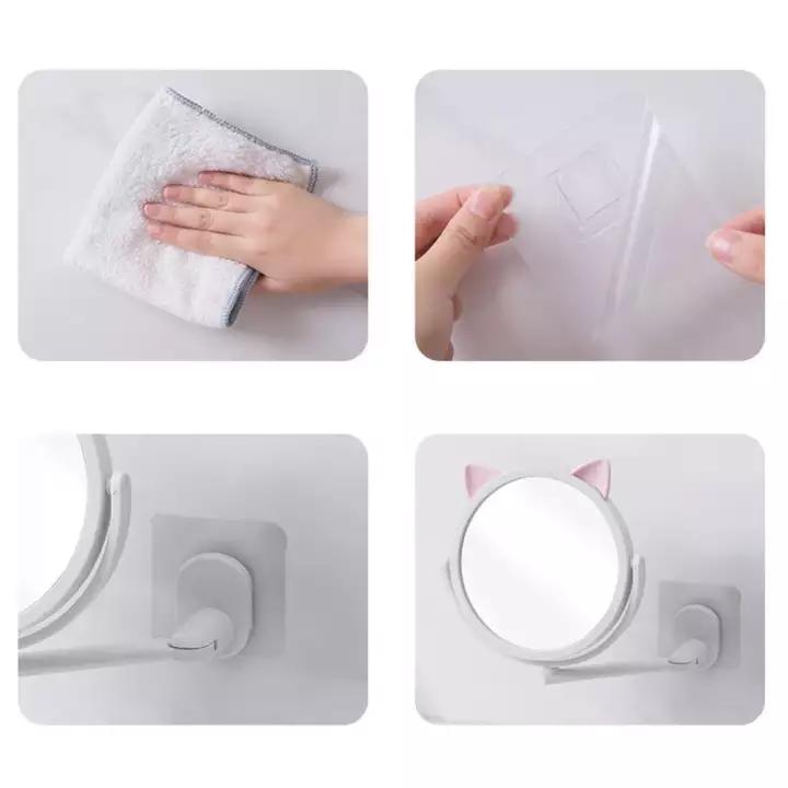 Gương xoay dán tường hình tai mèo chất liệu PP chống thấm nước, thích hợp sử dụng ướt và cực kì tiện lợi trong phòng tắm