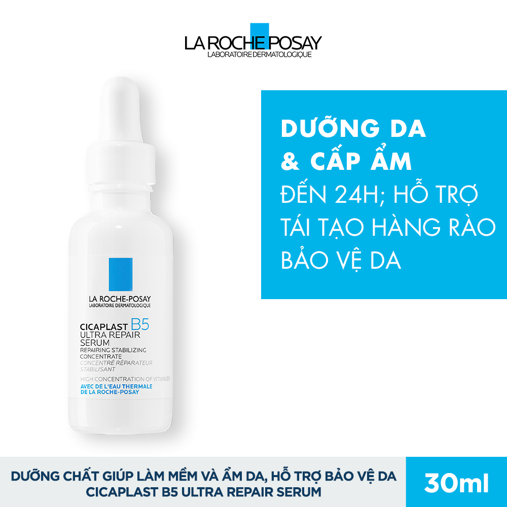 Dưỡng chất giúp dưỡng da mềm mượt và ẩm mịn, hỗ trợ bảo vệ da La Roche-Posay Cicaplast B5 Ultra Repair serum 30ml