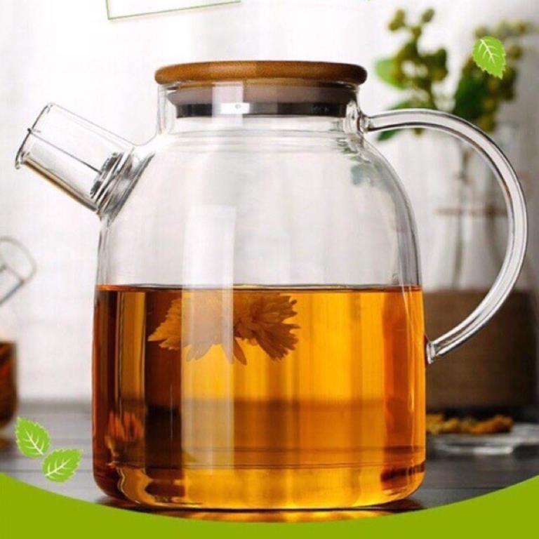 Ấm trà thủy tinh nắp tre 1600ml