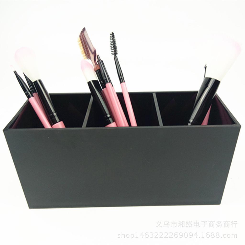 Makeup Brushes Display Stand Storage Cosmetic Container Acrylic Case&3 Holes