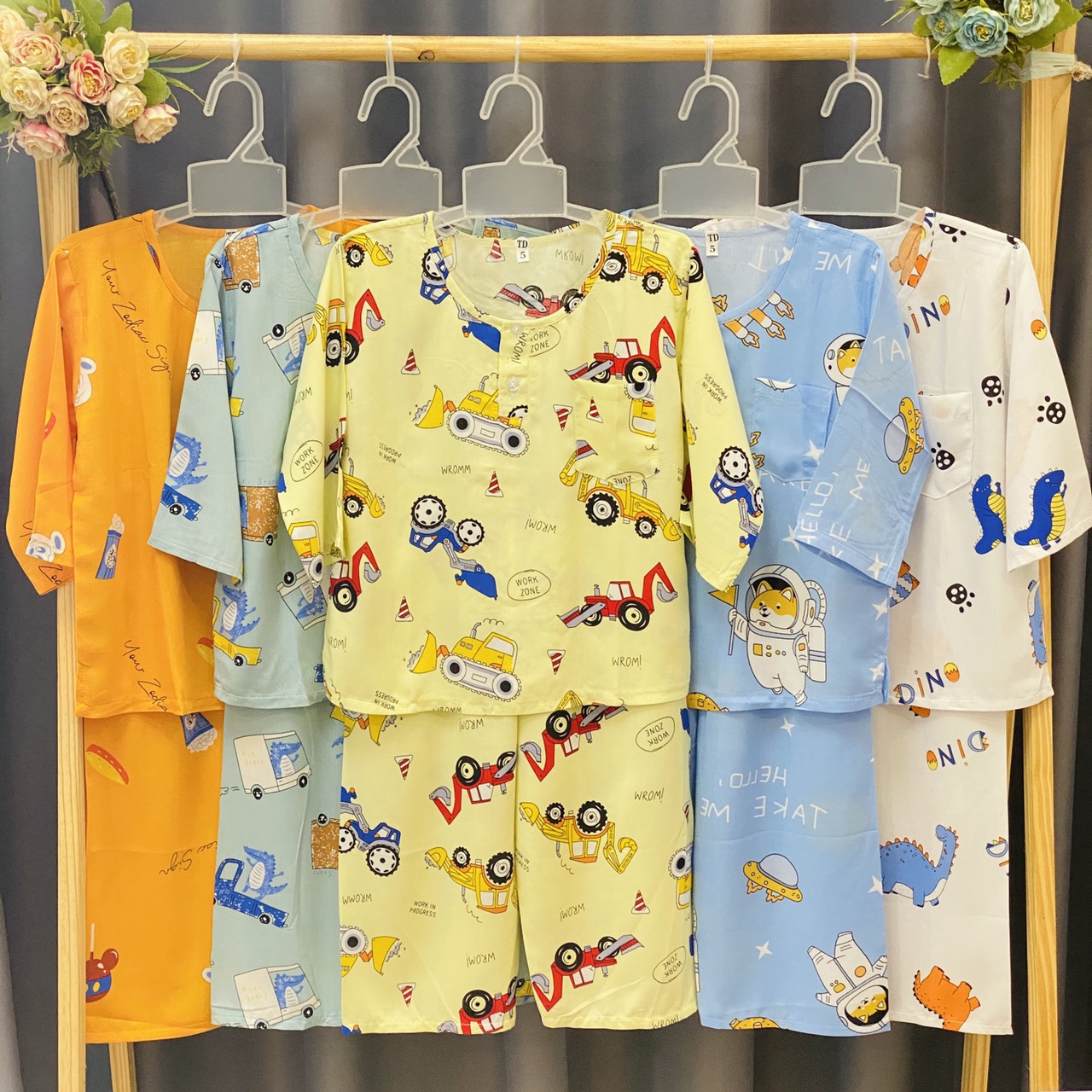 Set 5 Bộ Quần áo Tole Lanh Bé Trai Tay Dài Cổ Trụ - Size 1-14 cho bé 5-45 Kg - Bộ Tôn bé Trai mềm mại, thoáng mát - Đồ bộ bé trai
