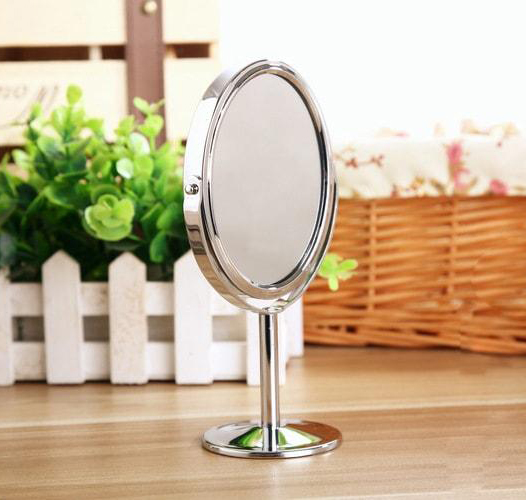 Gương trang điểm để bàn inox 2 mặt xoay 360 độ sang trọng tuyệt đẹp, 1 mặt phóng to 3 lần rõ nét