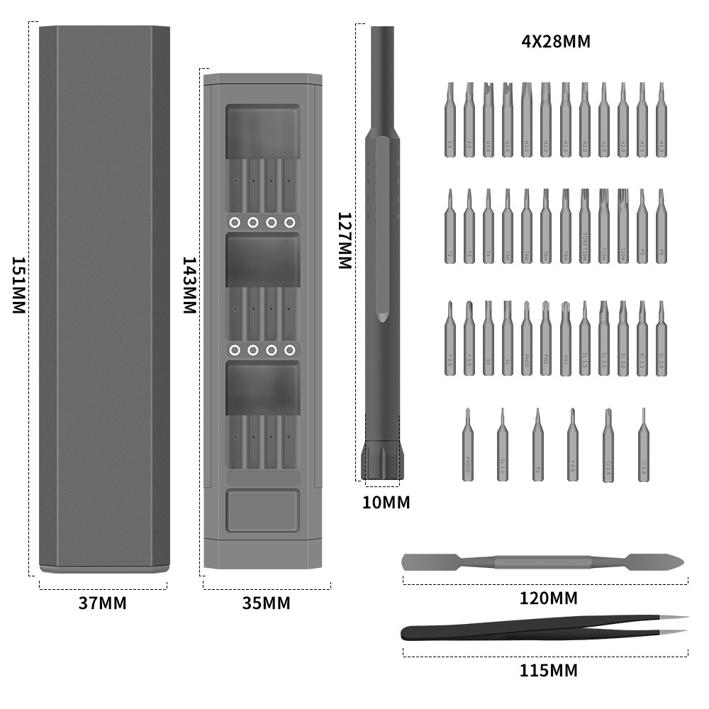 Bộ Tua Vít Đa Năng Mini 44 Đầu Nhỏ Sửa điện thoại, laptop, mắt kính, đồng hồ - Bộ tô vít đa năng chất liệu thép