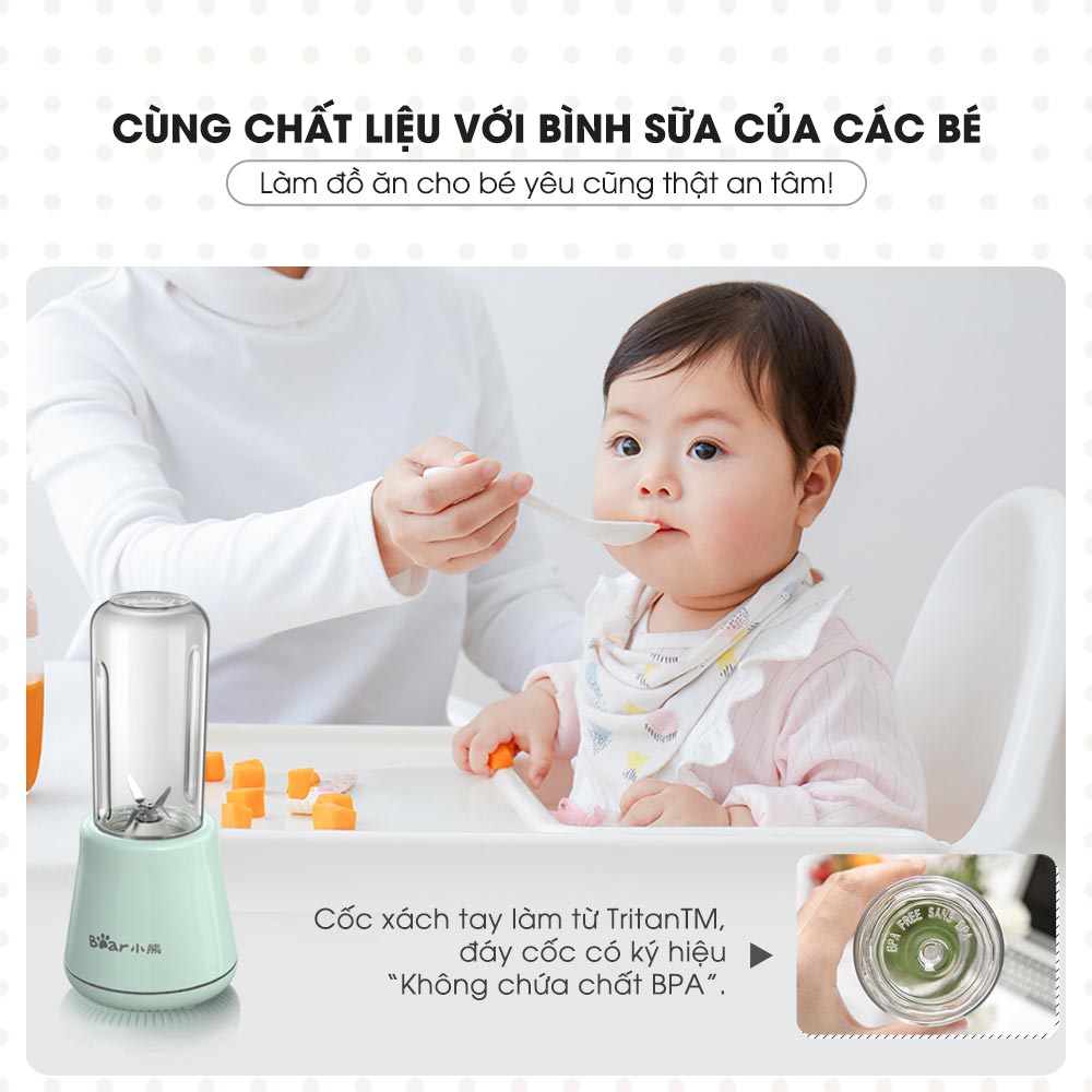 Máy Xay Sinh Tố Cầm Tay Bear LLJ-D04A1 Hàng chính hãng