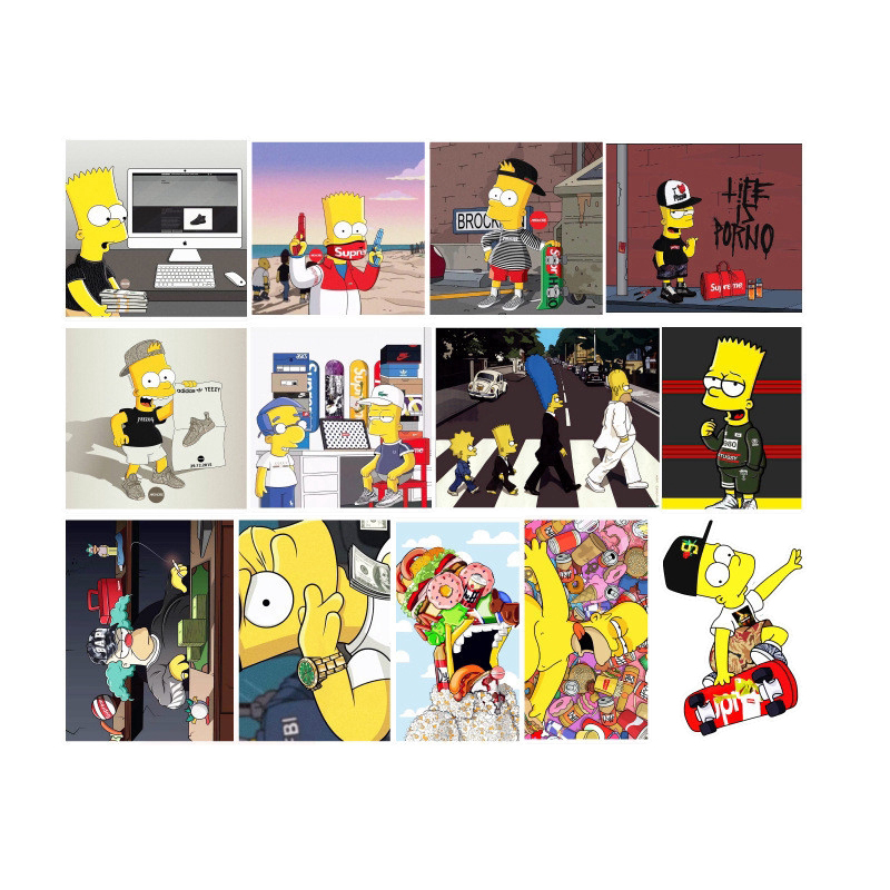 Bộ 50 Hình Dán Sticker Simpson Hoạt Hình - Hình Dán Trang Trí Mũ Bảo Hiểm Xe Máy