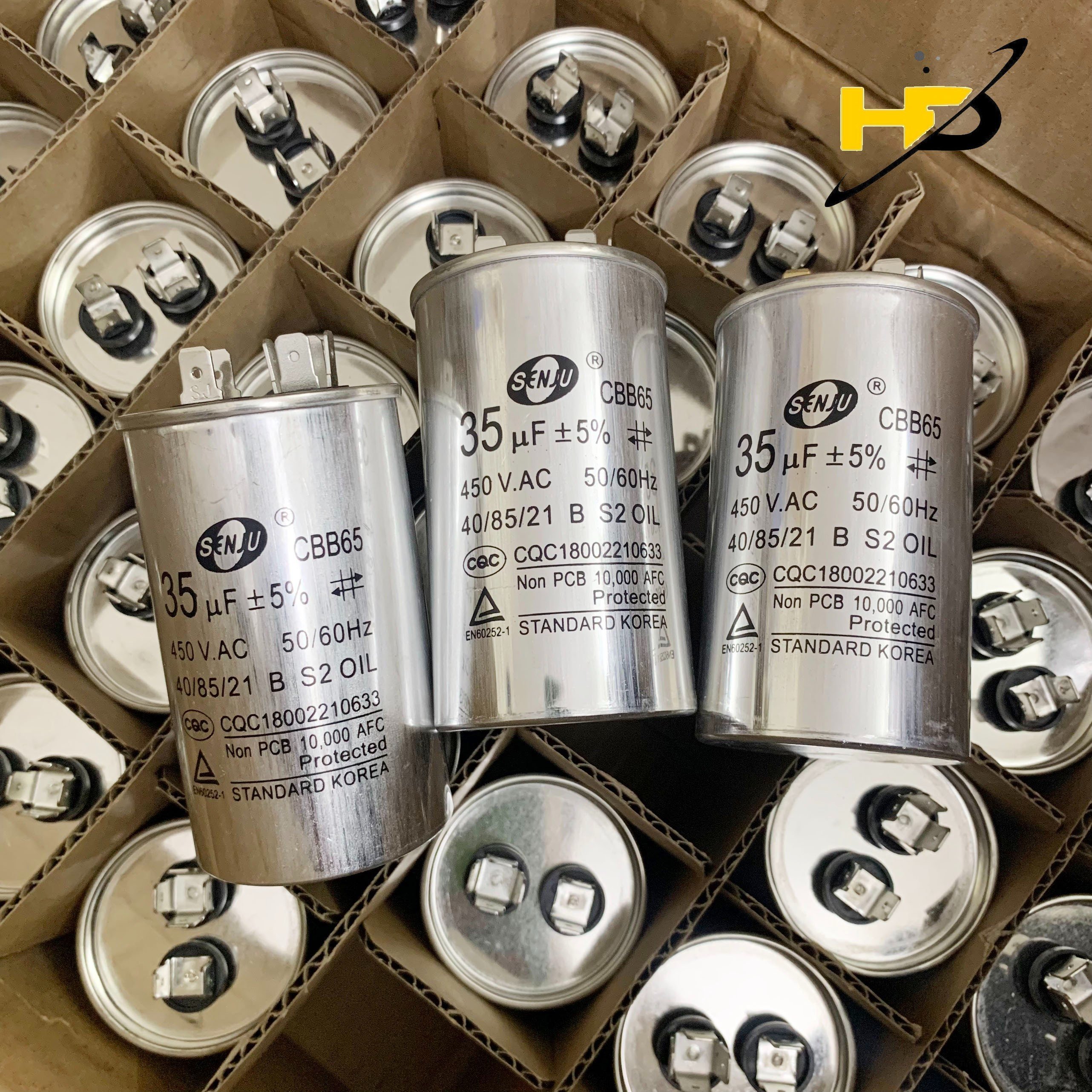 Tụ Khởi Động CBB65 35uF 450V Dùng Cho Máy Lạnh, Điều Hòa, Máy Giặt Vỏ Nhôm