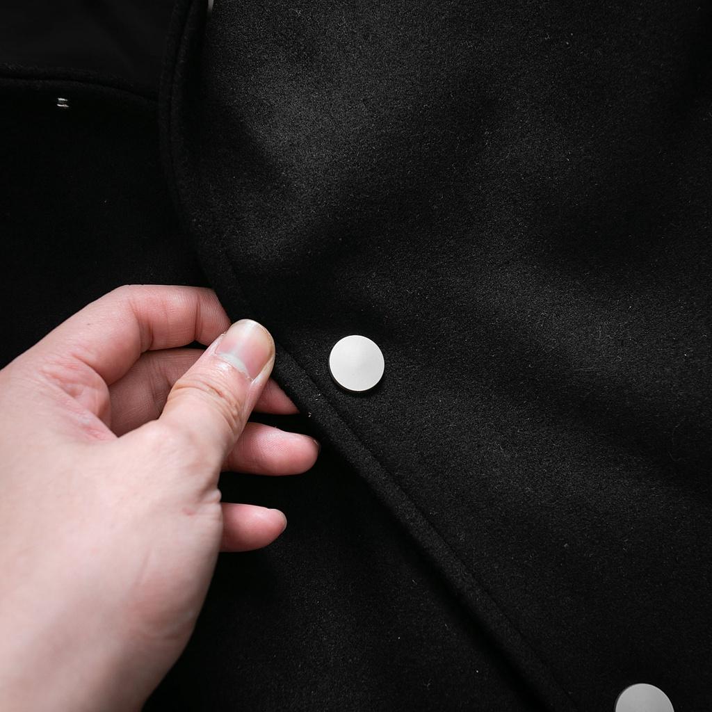 Áo Khoác Varsity Dạ Lông Cừu Phối Tay Da HUTTON