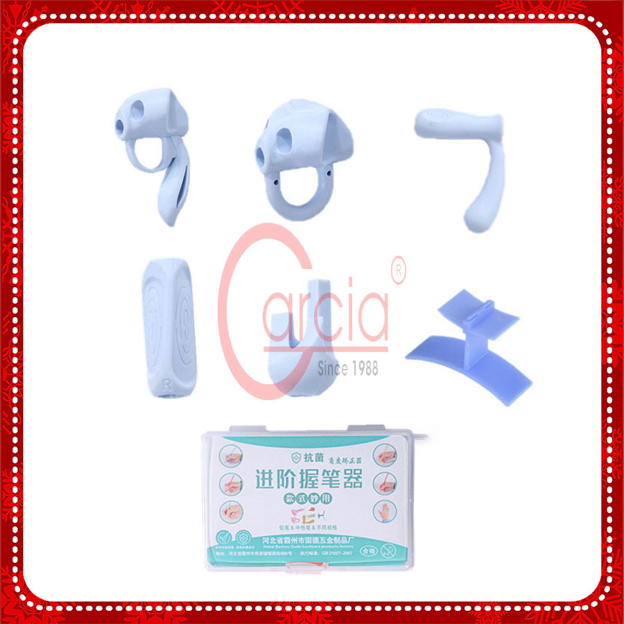 Dụng Cụ Hỗ Trợ Cầm Nắm Bút Cho Học Sinh - Bộ 4 Chiếc Tương Ứng 4 Giai Đoạn Hỗ Trợ Bé Cầm Nắm Bút Đúng Tư Thế - Hàng Chính Hàng - Màu Xanh - Bộ 5 Ngón