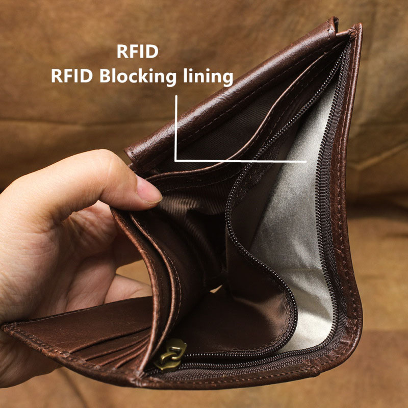 Ví ngang nam da bò chống RFID BHLD119