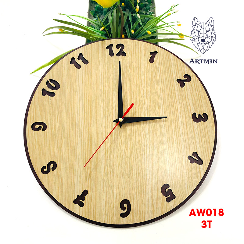 AW018- Đồng Hồ Gỗ Treo Tường – Décor Trang Trí Xinh Xắn