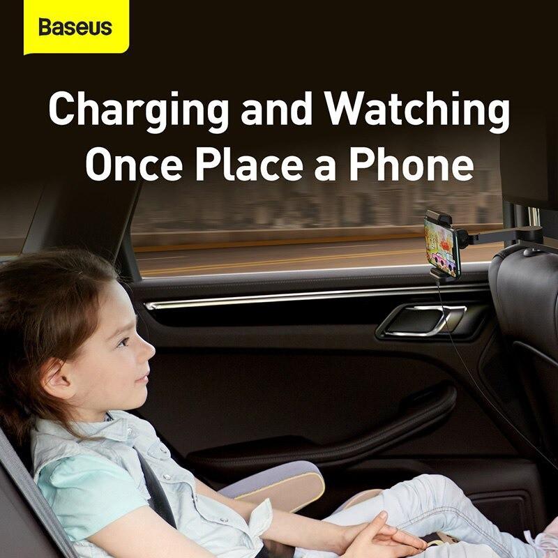 Bộ đế giữ điện thoại gắn lưng ghế trước tích hợp sạc không dây Baseus Energy Storage Backseat Holder Wireless Charger -Hàng Chính Hãng