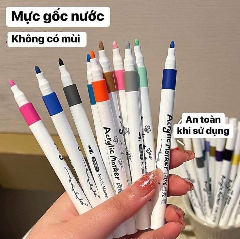 Bút màu Acrylic, bộ màu marker 24-36-48-60 màu, Bút vẽ được chồng màu và vẽ trên nhiều chất liệu