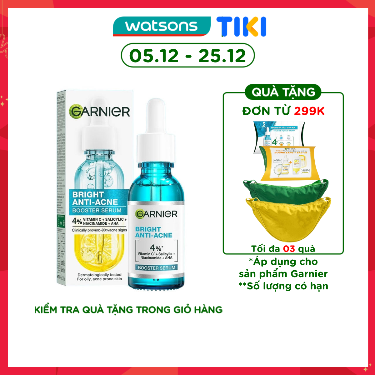 Dương Chât Garnier Giam Mun Sang Da Skin Naturals Bright Complete Anti - Acne Booster Serum30Ml