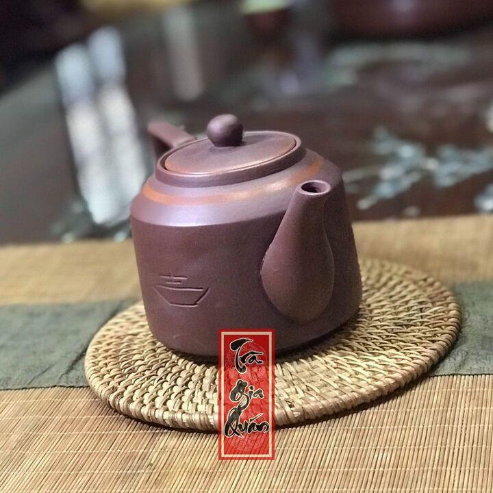 Ấm Trà Đạo Tử Sa Bát Tràng Khắc Phúc Lộc Thọ Dáng Hán Đạc Dung Tích 450ml ABTTH 11