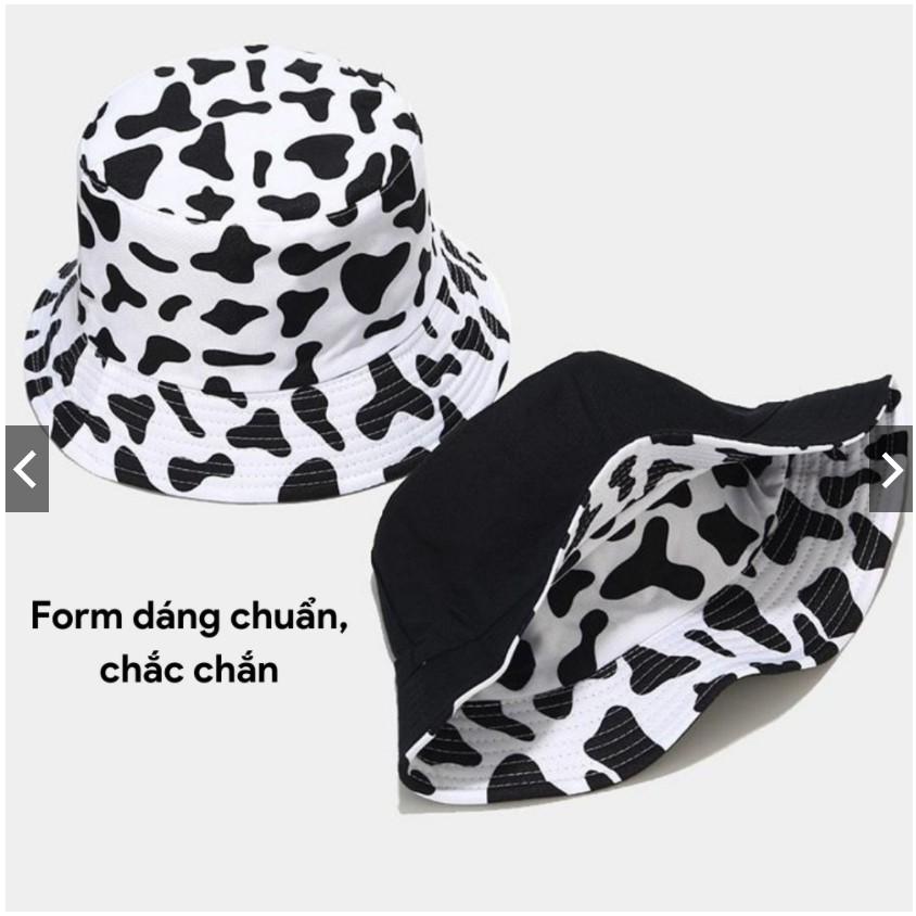 Mũ Bucket HAI MẶT Hoa Văn Bò Sữa Nam Nữ Mùa Hè Mũ Tai BÈo Vành Rộng CHụp Ảnh Hot Trend