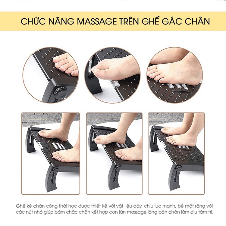 Ghế Kê Chân Công Thái Học Có Thể Nâng Hạ Độ Cao Giúp Giảm Đau Mỏi Chân AN62