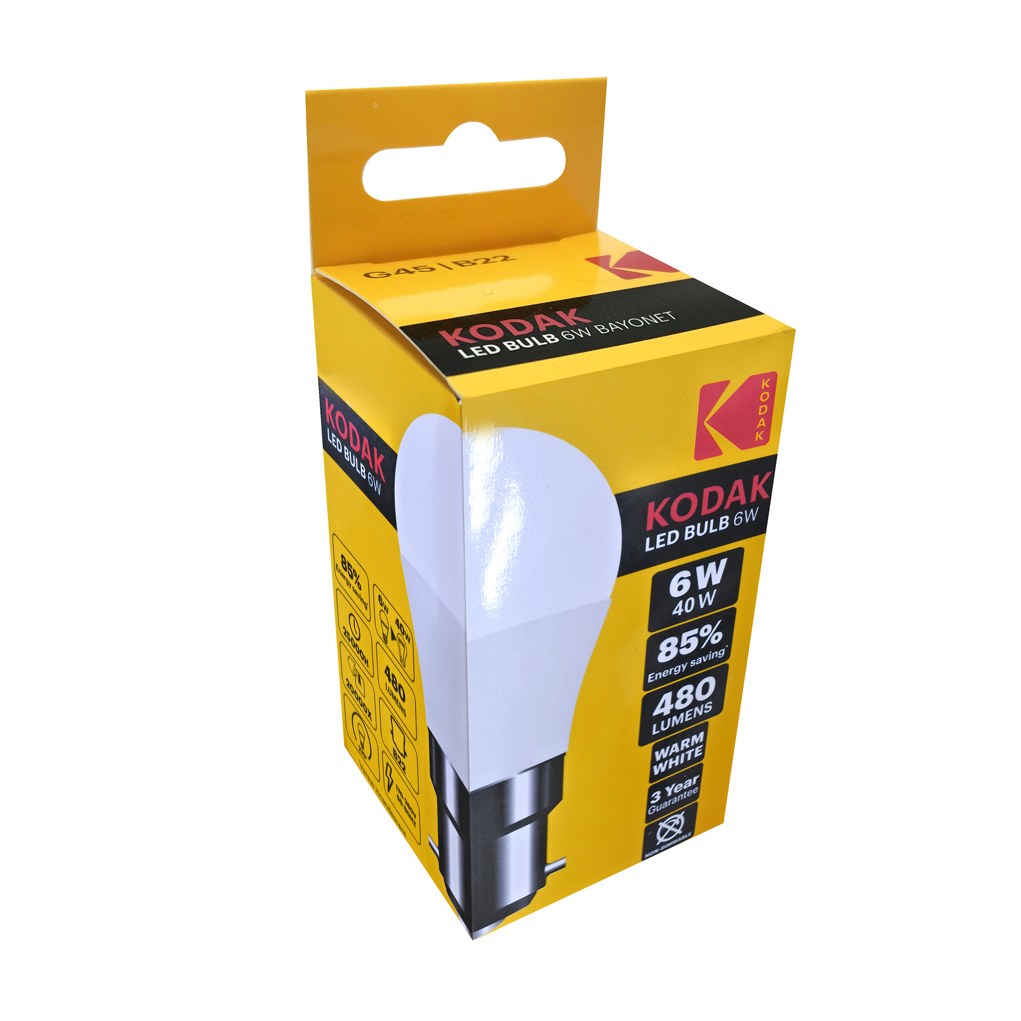 Bóng Đèn Kodak 6W/40W G45 -B22 Ánh Sáng Ấm UBL IL0321