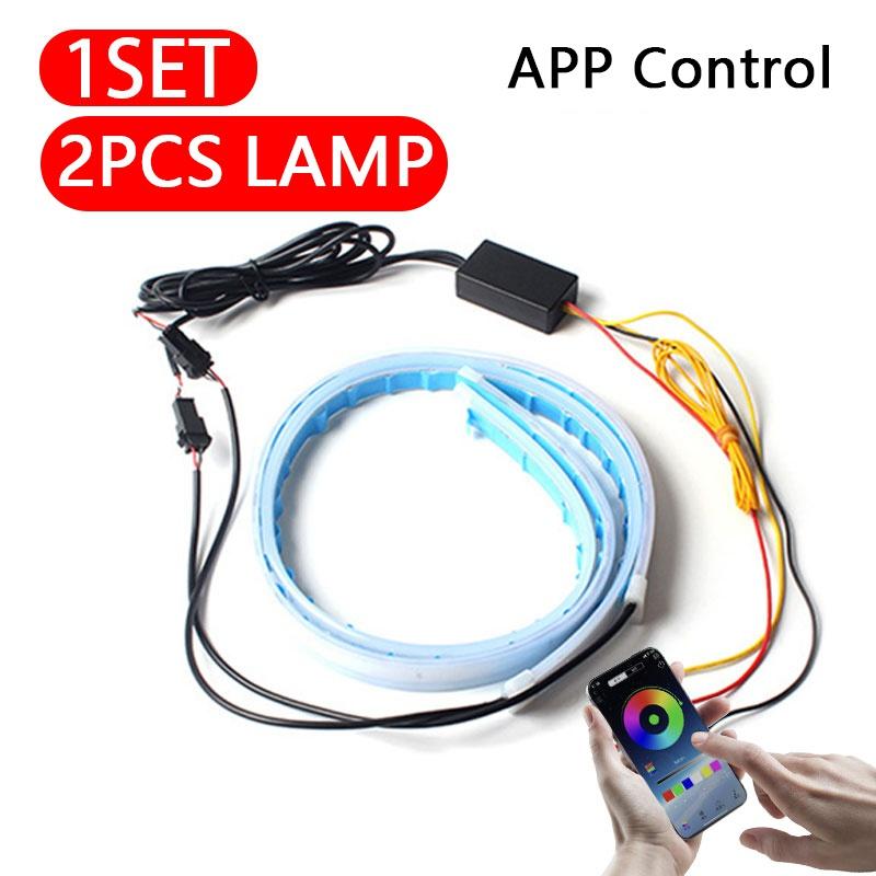 2 cái siêu mịn DRL siêu mỏng chạy ban ngày Ánh sáng chảy rẽ LED DRL chống thấm nước DRL linh hoạt Hướng dẫn ống mềm cho xe Dải đèn LED cho đèn pha (60cm / 45cm / 30cm)