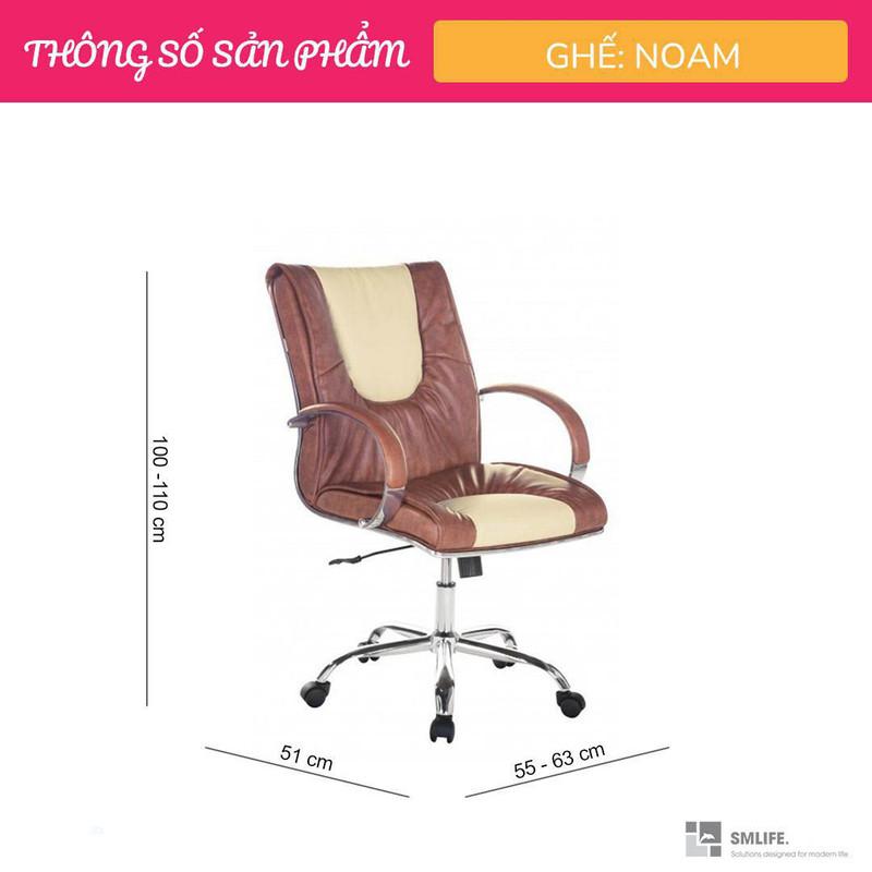 Ghế văn phòng chân xoay lưng trung bọc da SMLIFE Noam